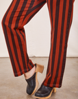 Black Striped Work Pants in Paprika pant leg close up on Tiara