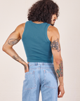 Back view of Cropped Tank Top in Marine Blue worn by Jesse