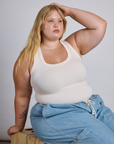 Juliet is wearing The Tank Top in Vintage Tee Off-White