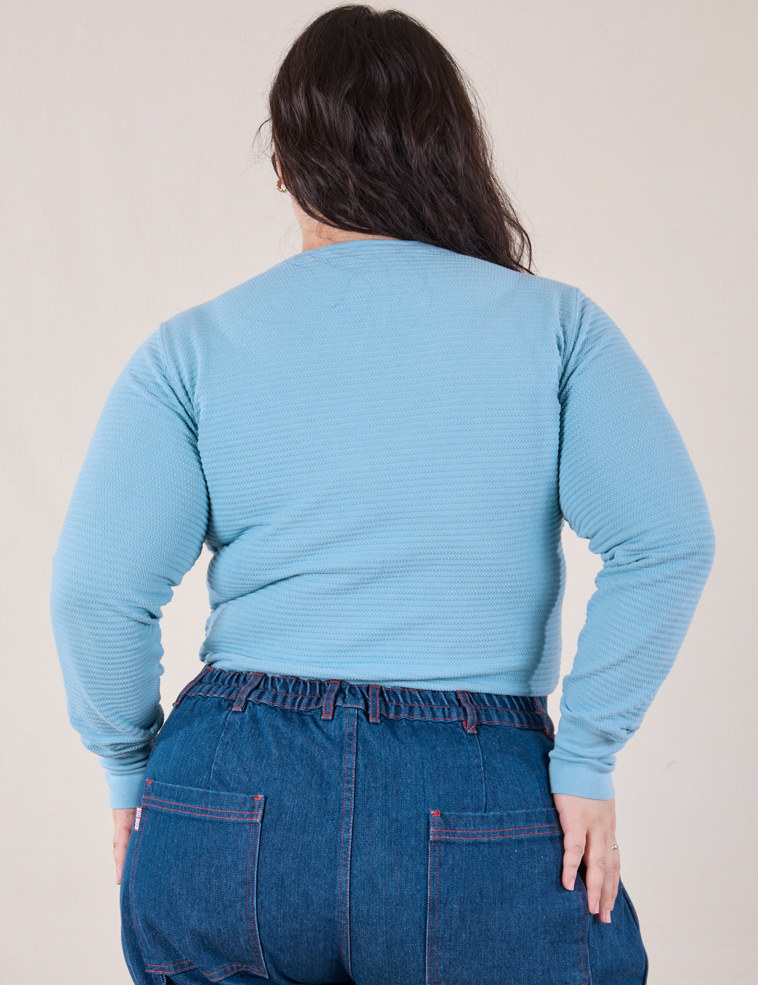 Honeycomb Thermal in Baby Blue back view on Ashley