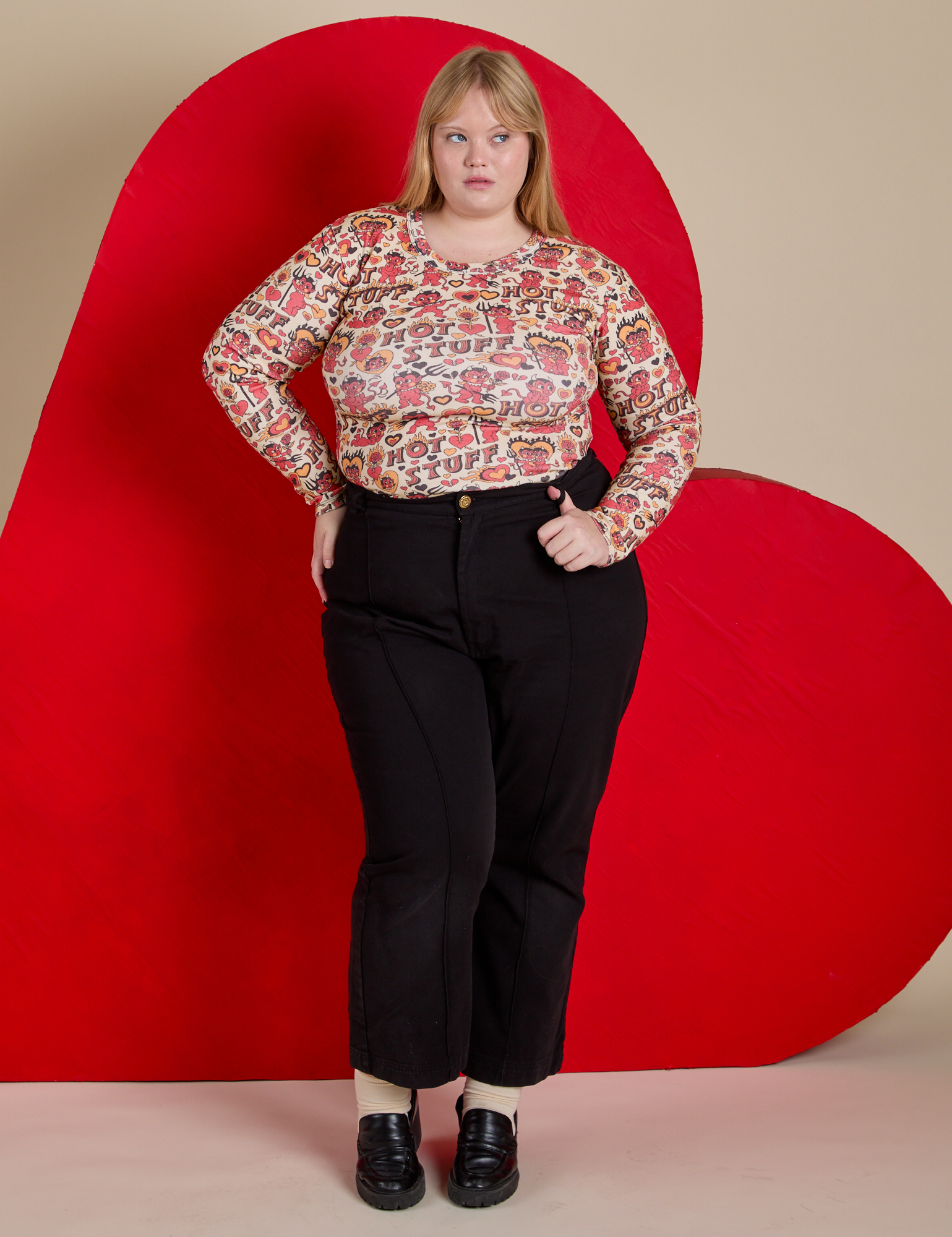 Long Sleeve Baby Tee - Hot Stuff Print