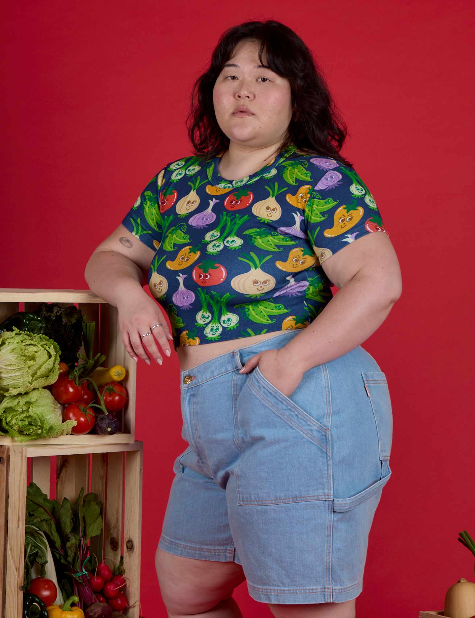 Veggie Village Cropped Baby Tee