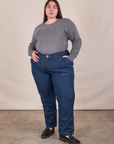 Marielena is wearing Honeycomb Thermal in Washed Grey tucked into dark wash Carpenter Jeans