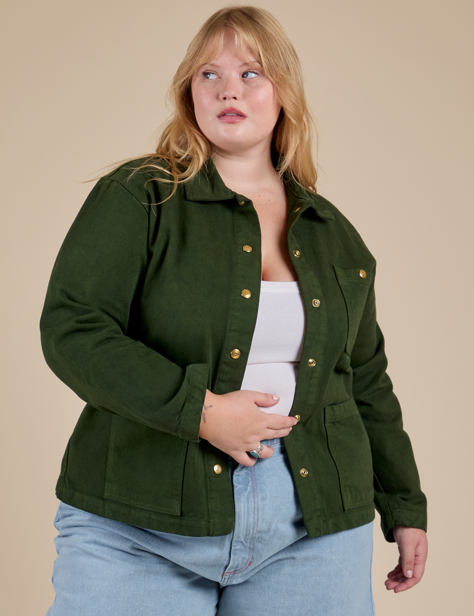 Denim Work Jacket in Evergreen on Juliet