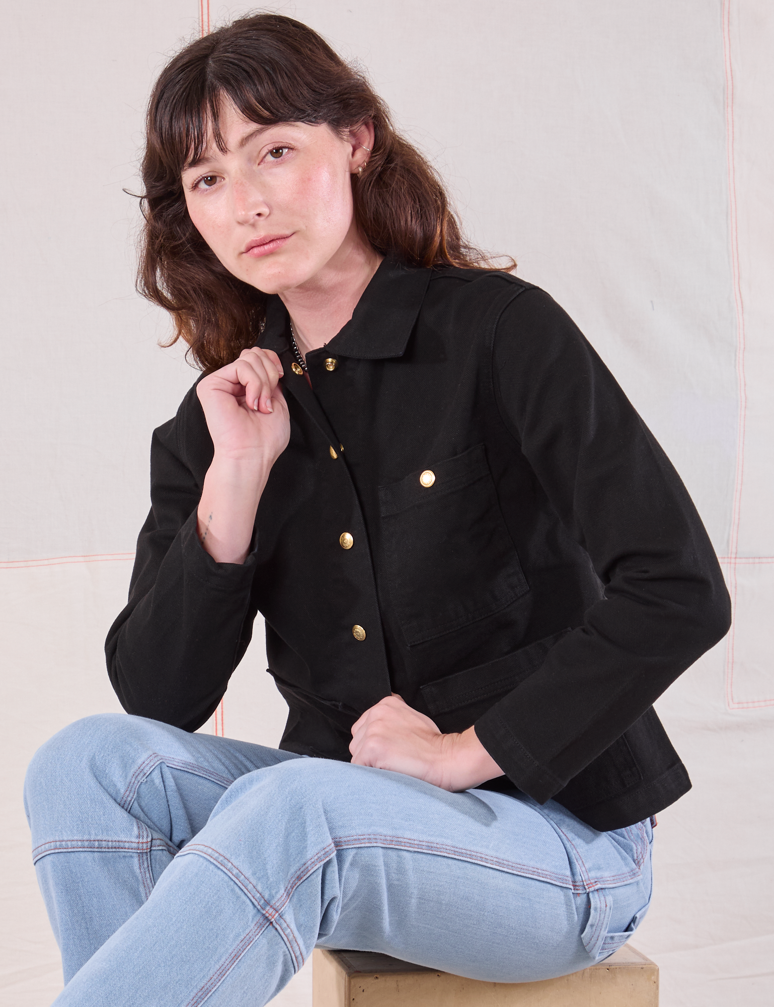 Denim Work Jacket in Basic Black on Alex