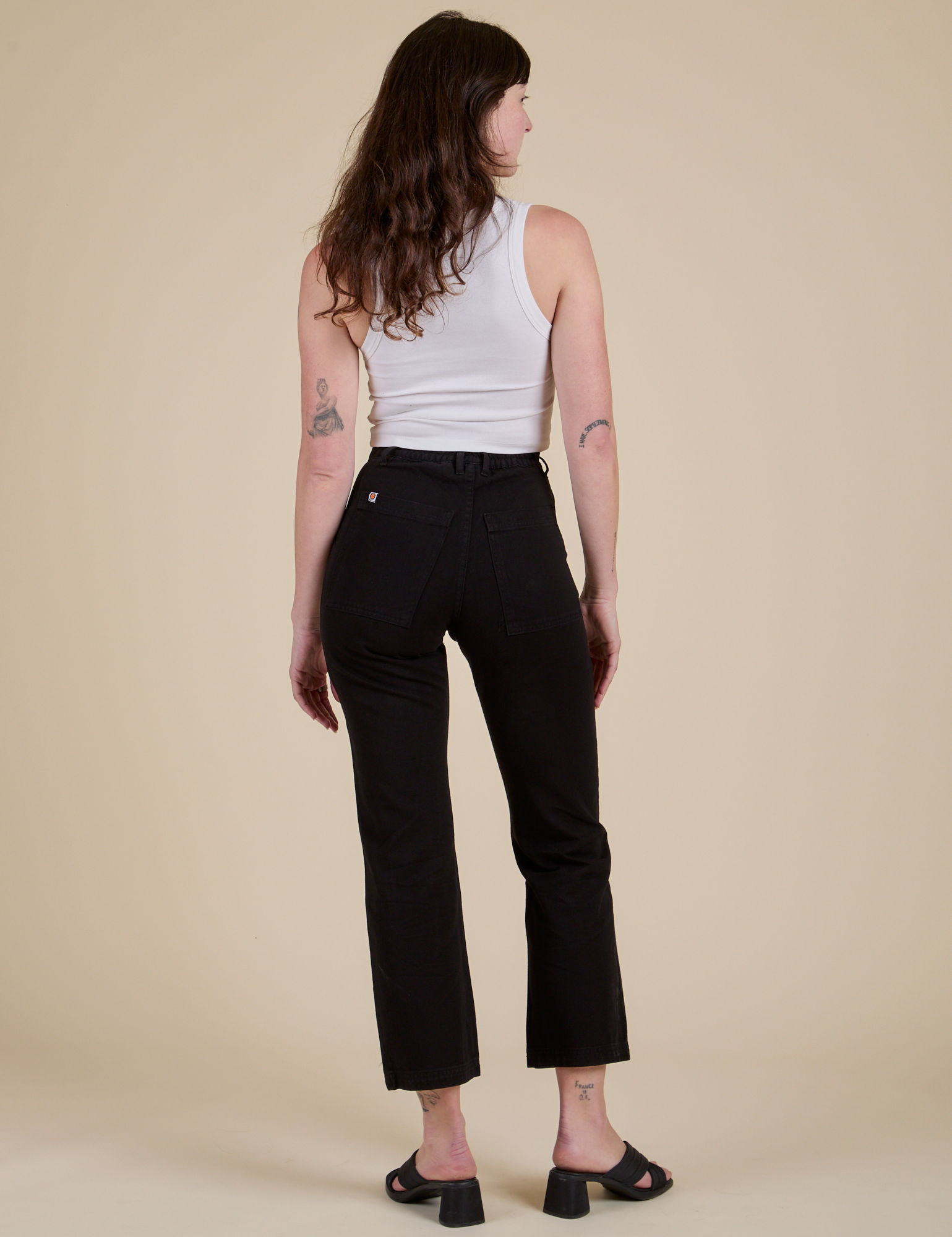 Work Pants in Basic Black back view on Alex