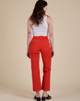 Back view of Work Pants in Mustang Red on Alex