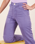 Front close up of Work Pants in Faded Grape on Soraya