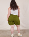 Back view of Classic Work Shorts in Summer Olive on Ashley