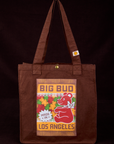 Bodega Shopper Tote in Gummy Bears. Fudgesicle brown tote body with screenprint bag of gummy bears.