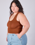 Cropped Tank Top in Burnt Terracotta  side view on Ashley