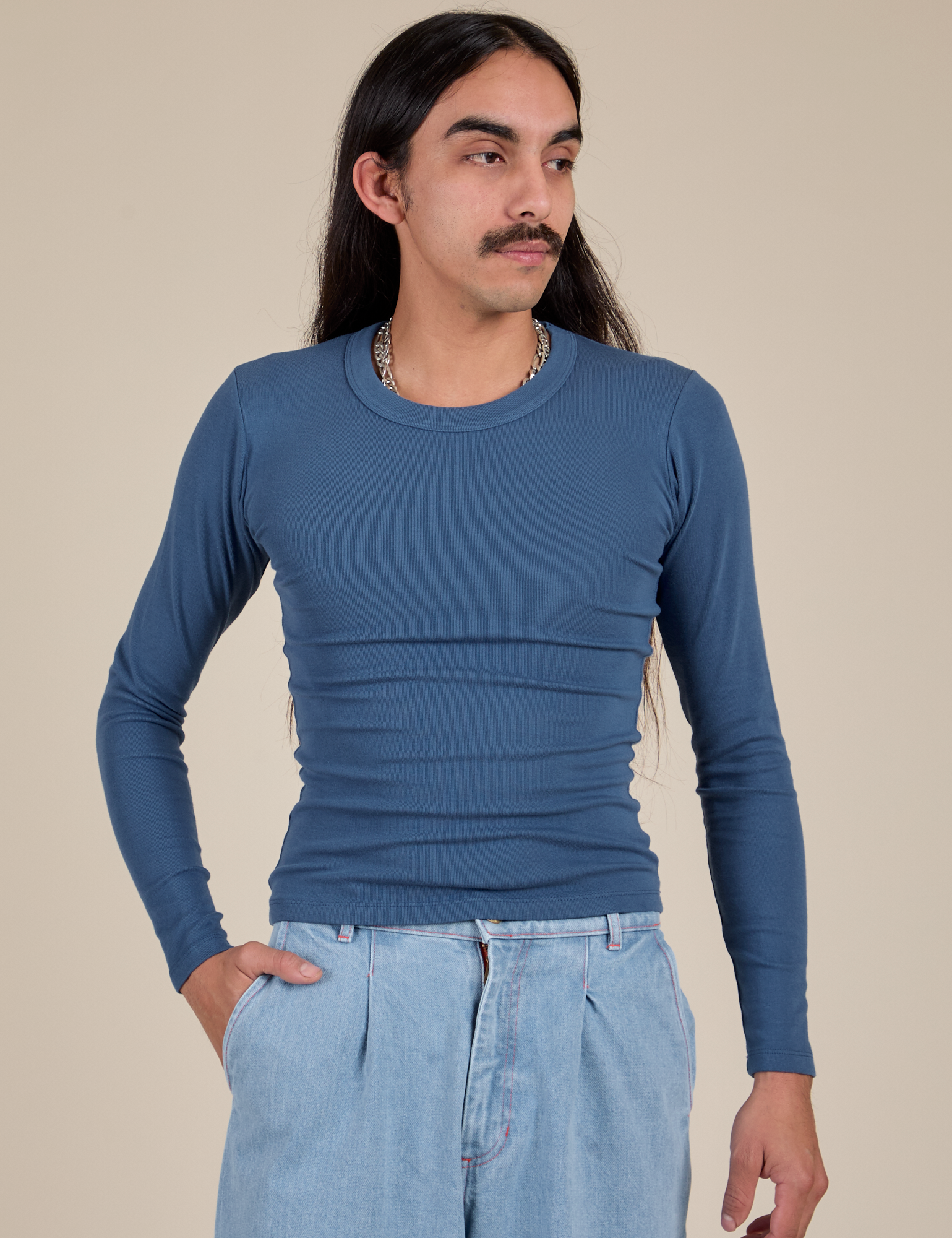 Long Sleeve Baby Tee - French Blue