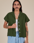 Pantry Button-Up in Evergreen on Anthony