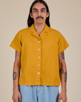 Pantry Button-Up in Mustard Yellow buttoned up on Anthony