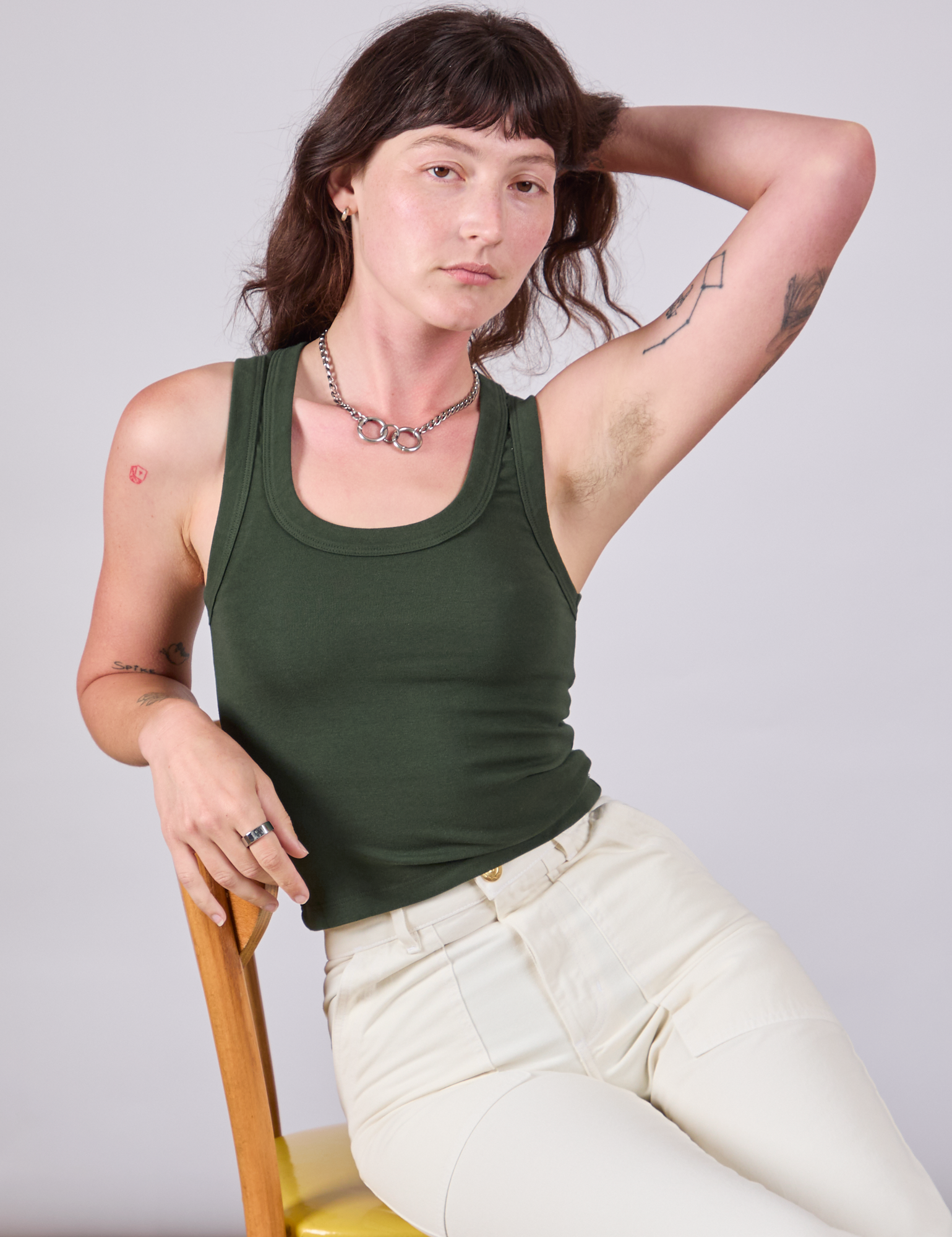 Tank Top in Swamp Green worn by Alex