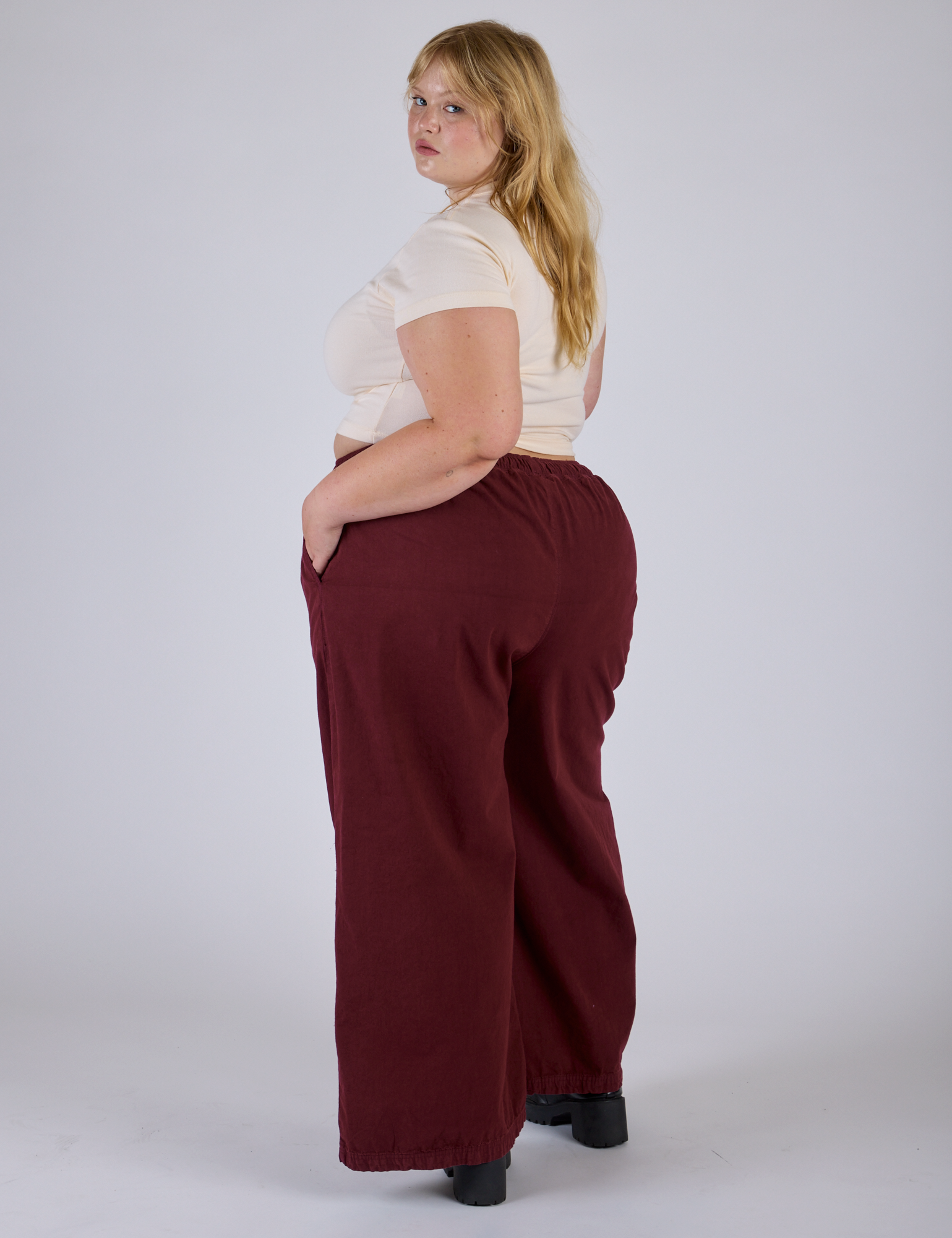 Pleated Pull-On Pants - Red Wine – BIG BUD PRESS