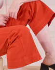 Action Pants in Chili Red pant leg close up