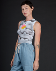 Angled side view of the Dark Cloud Airbrush Muscle Tee