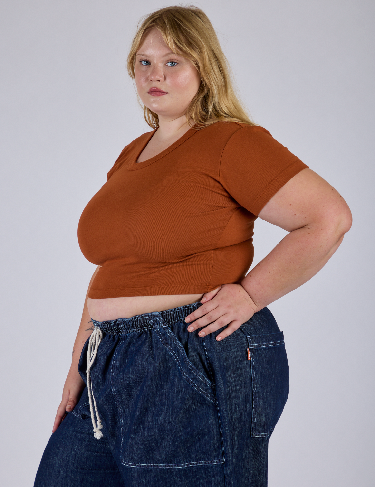 Cropped Baby Tee - Burnt Terracotta
