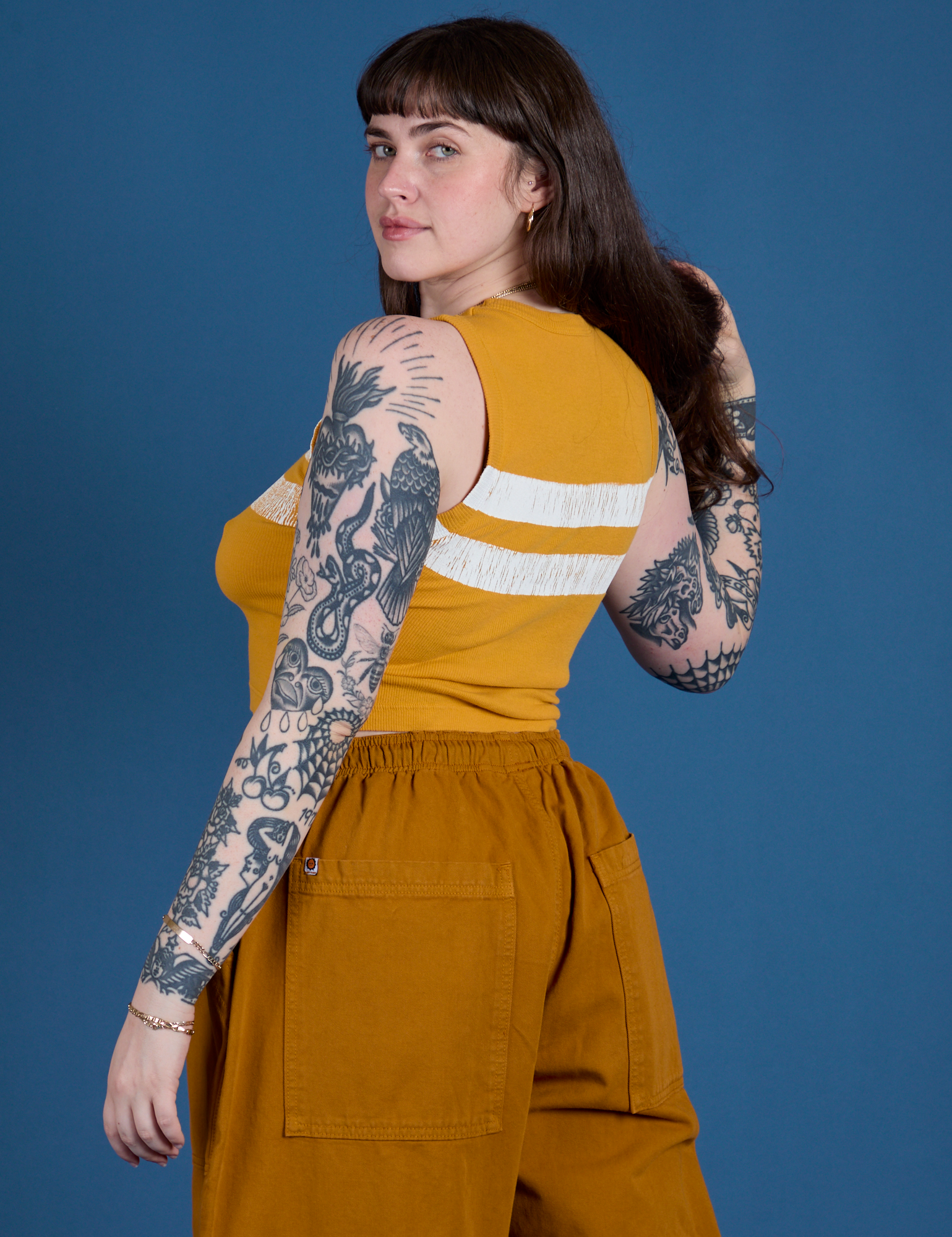 Painted Muscle Tee - Mustard Yellow