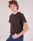 Burly Tee in Espresso Brown angled front view on Quinn