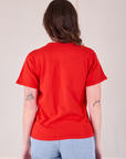 Burly Tee in Mustang Red bakc view on Alex