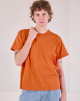 Burly Tee in Construction Orange worn by Quinn