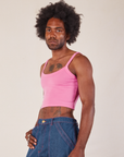 Cropped Cami in Bubblegum Pink angled front view on Jerrod