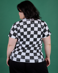 Checker Organic Tee in Black back view on Ashley