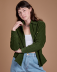 Cropped Corduroy Overshirt - Evergreen