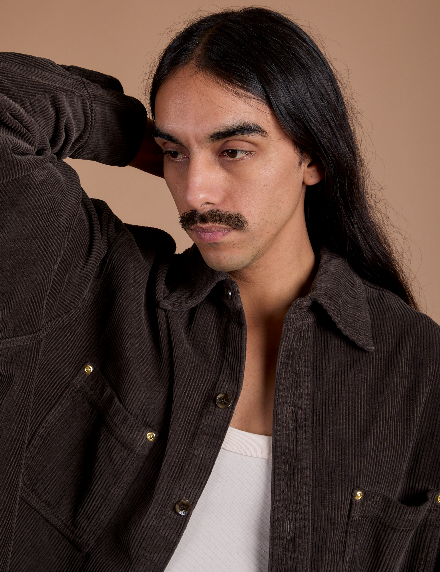 Cropped Corduroy Overshirt - Espresso Brown