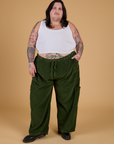 Corduroy Drop Pocket Cargo Pants - Evergreen