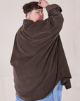 Angled back view of Corduroy Overshirt in Espresso Brown on Jordan