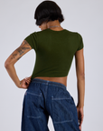 Cropped Baby Tee - Evergreen