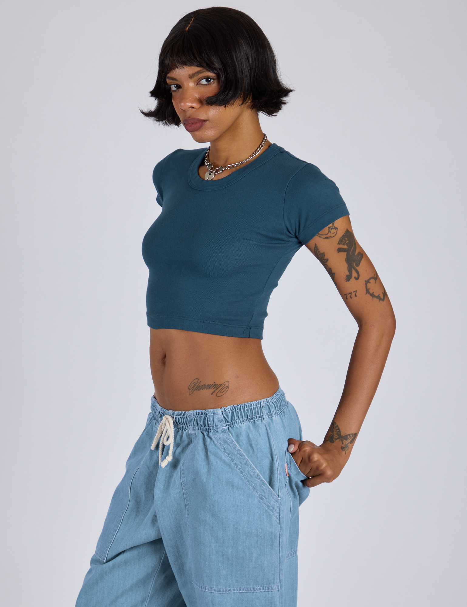 Cropped Baby Tee - Lagoon