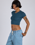 Cropped Baby Tee - Lagoon