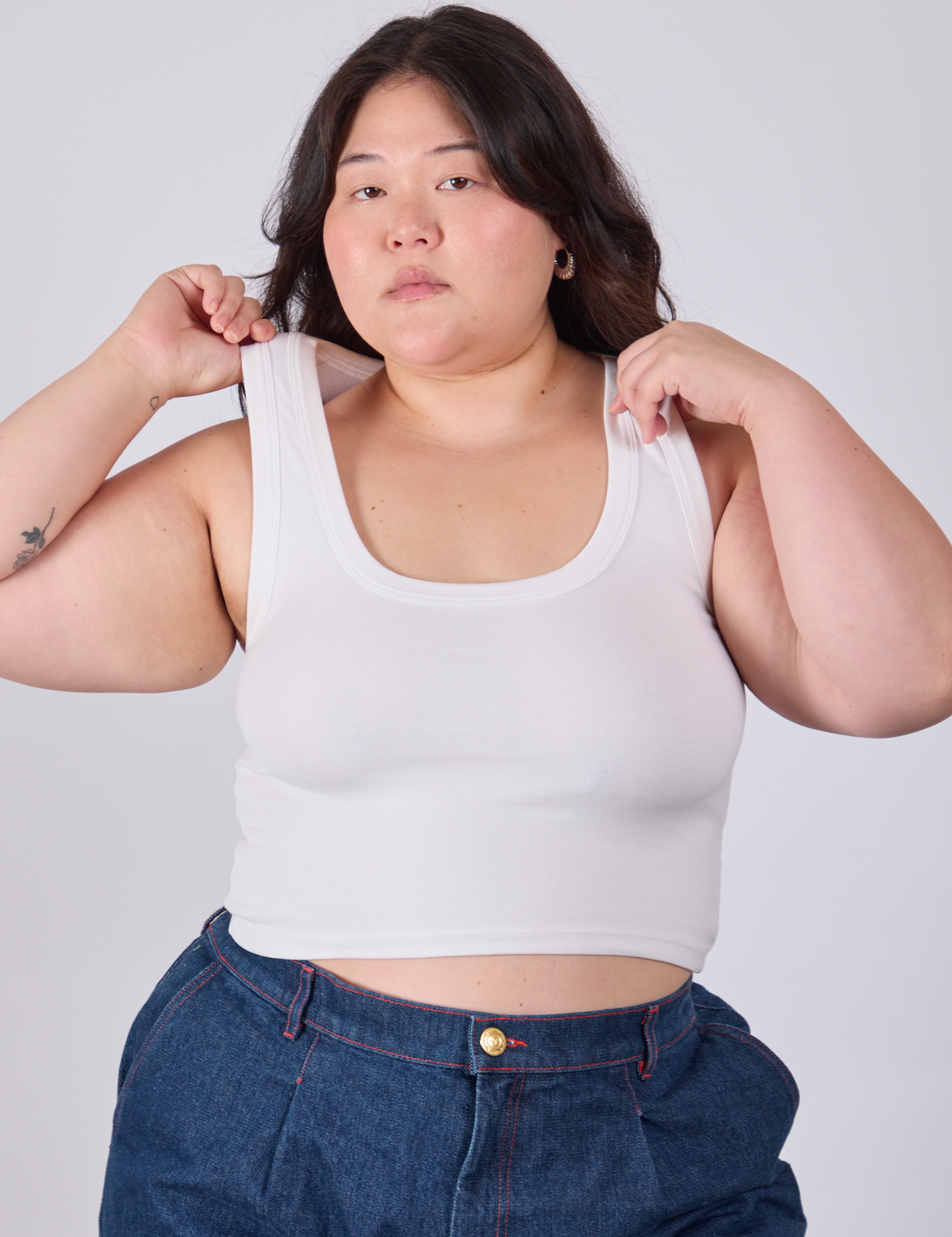 Cropped Tank Top in Vintage Tee White on Ashley