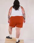 Painted Stripe Easy Shorts in Paprika back view on Sam