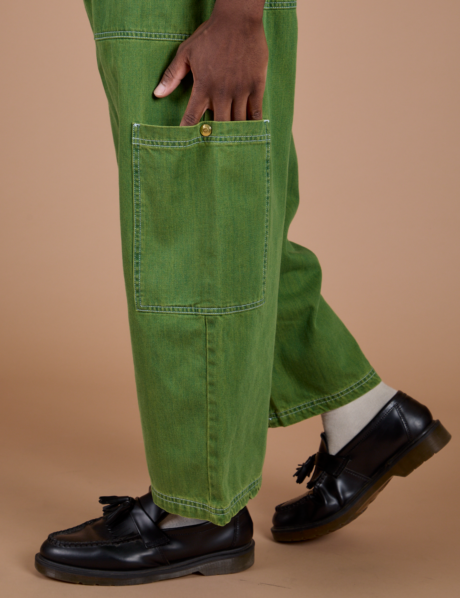TRY-A-STYLE - Denim Drop Pocket Pants -Green Overdye *FINAL SALE*