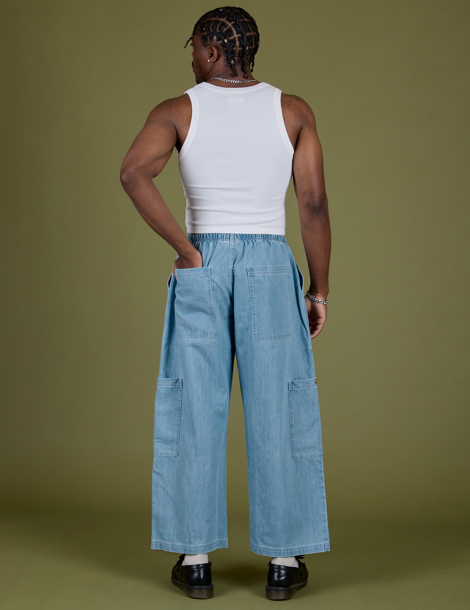 TRY-A-STYLE - Denim Drop Pocket Pants - Light Wash *FINAL SALE*