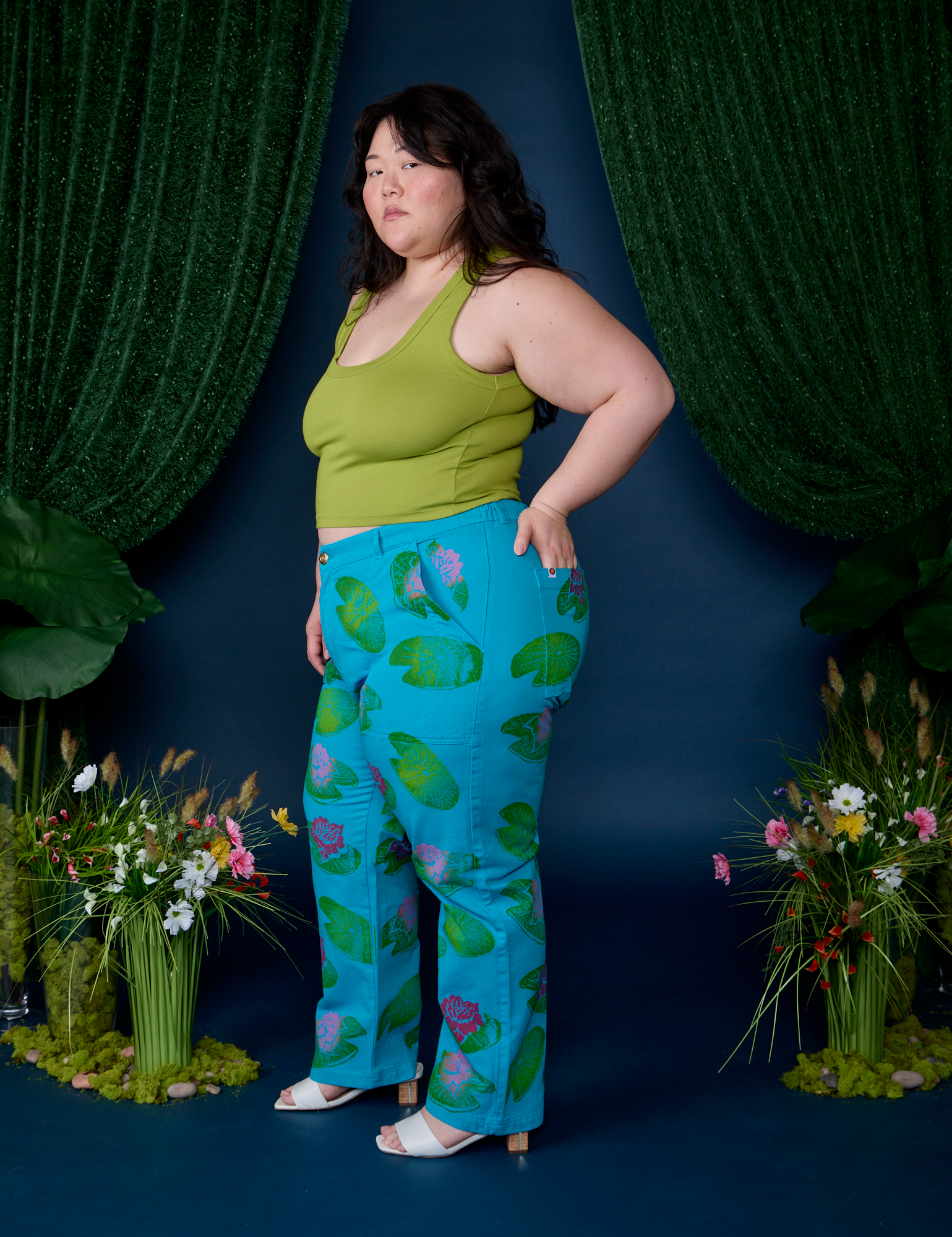 Paintstamped Work Pants - Lilypad