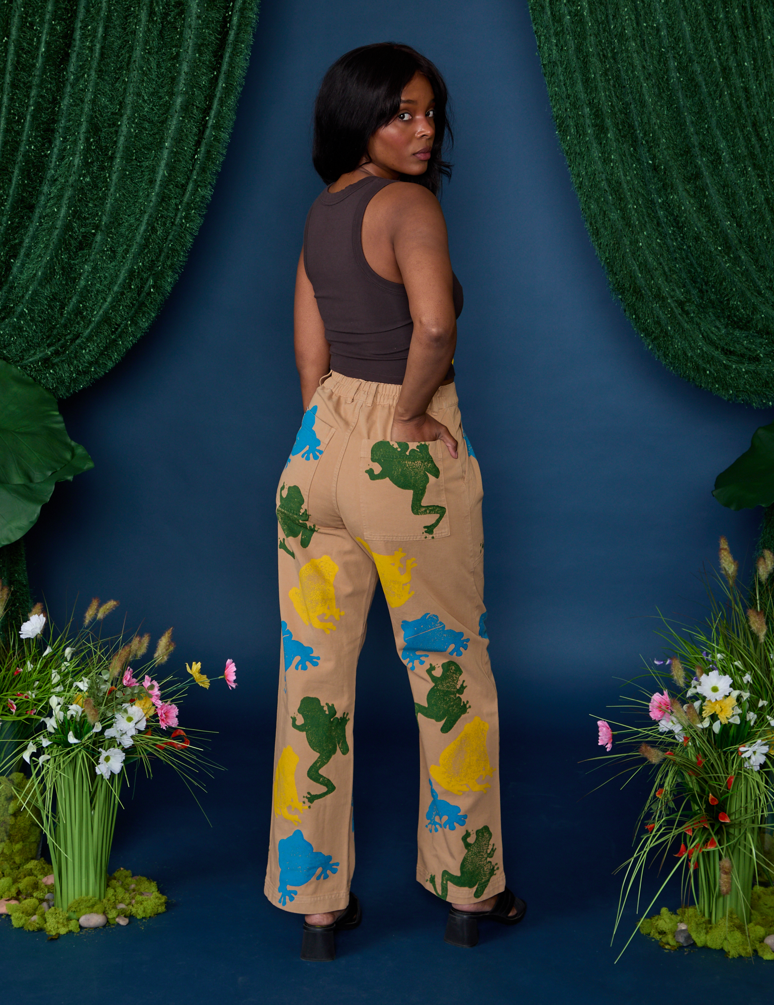 Paintstamped Work Pants - Froggy