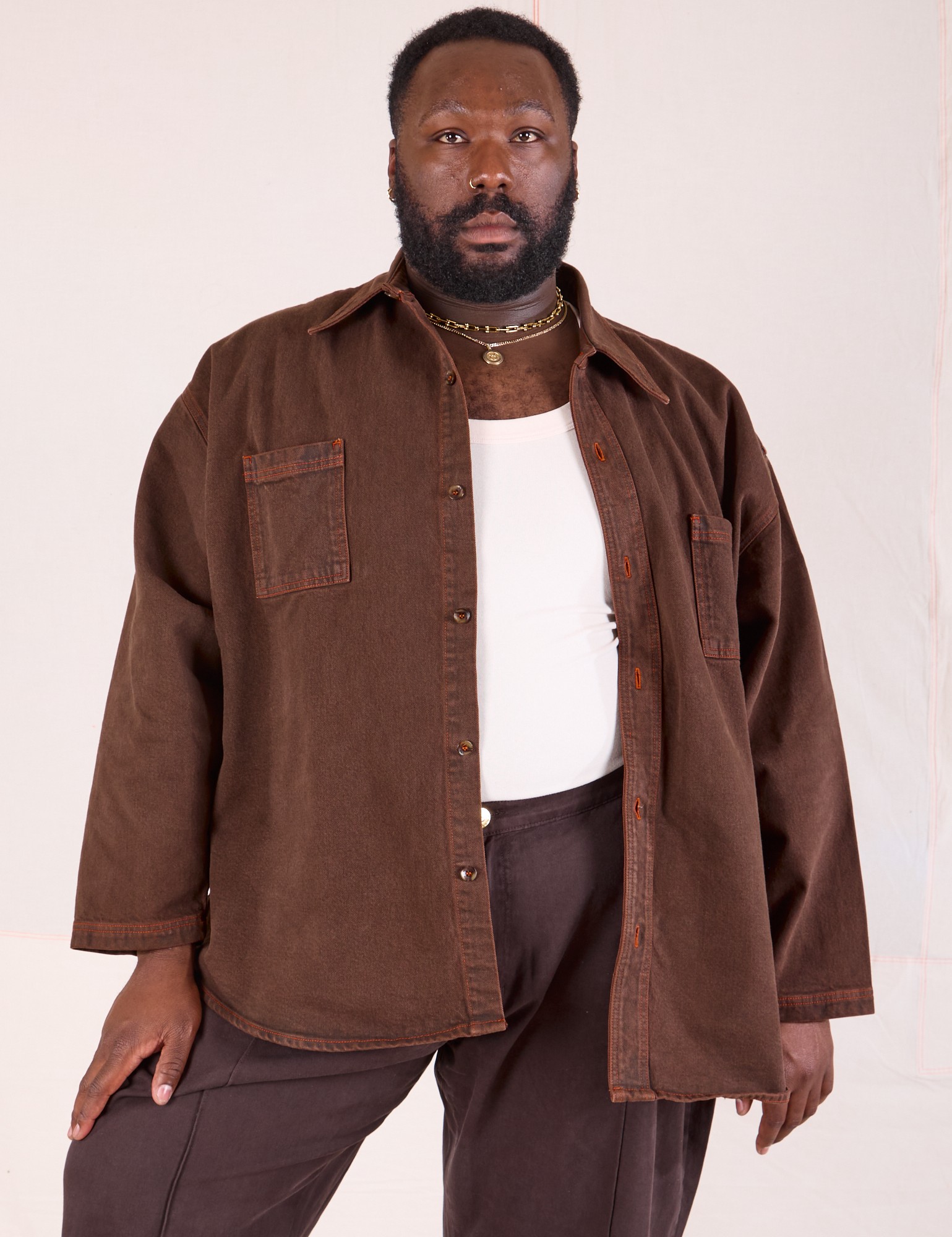 Overdyed Denim Overshirt - Fudge