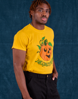 Halloween Organic Tee in Pumpkin angled front view on Issac