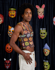 Cropped Tank Top in Halloween Masks side view on Jerrod