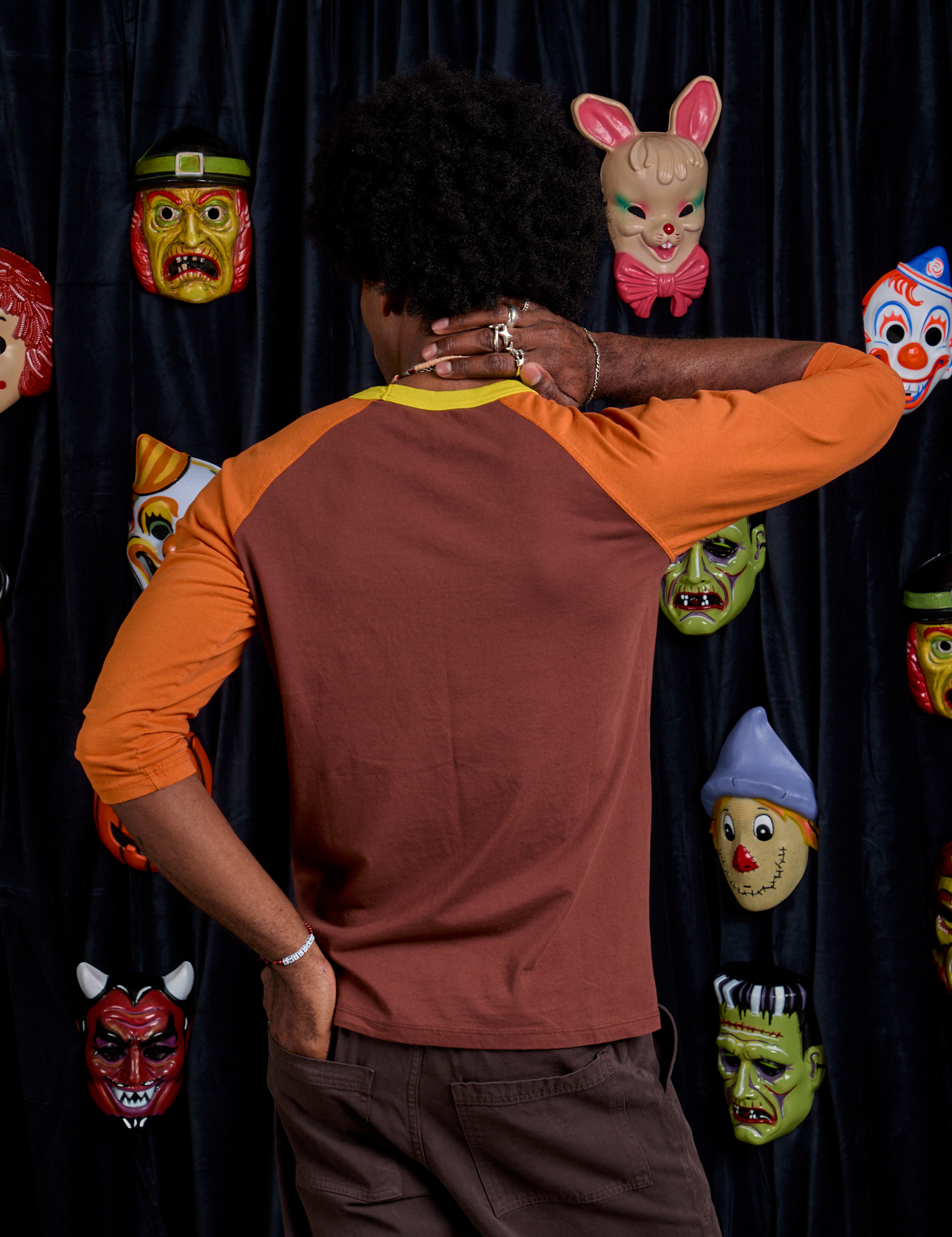 Raglan Tee in Jack-O-Lantern back view on Jerrod