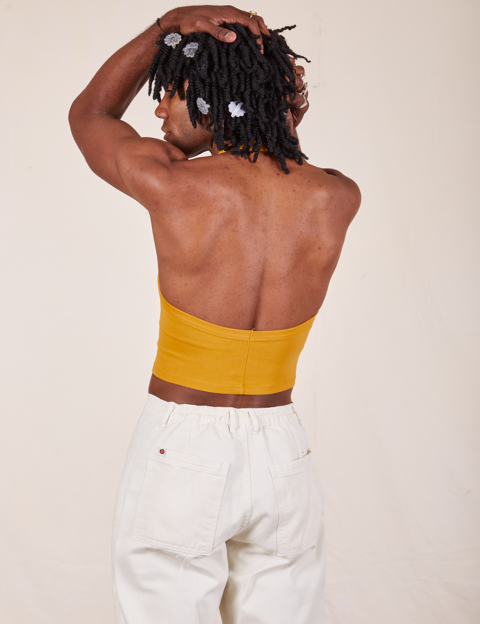 Mustard yellow halter 2024 top