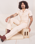 Heritage Short Sleeve Jumpsuit in Natural worn by Jesse