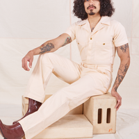 Heritage Short Sleeve Jumpsuit in Natural worn by Jesse