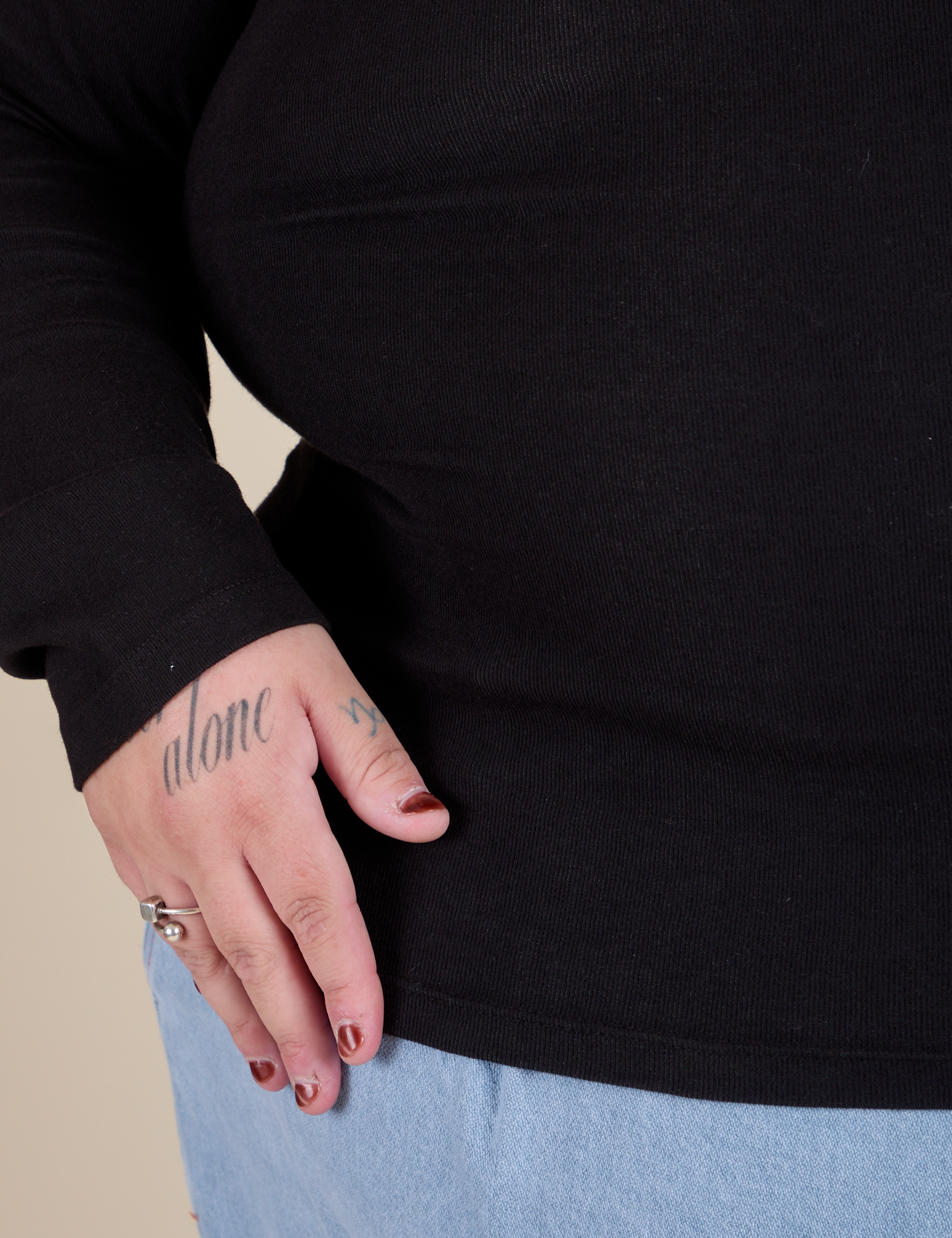 Long Sleeve Baby Tee - Basic Black